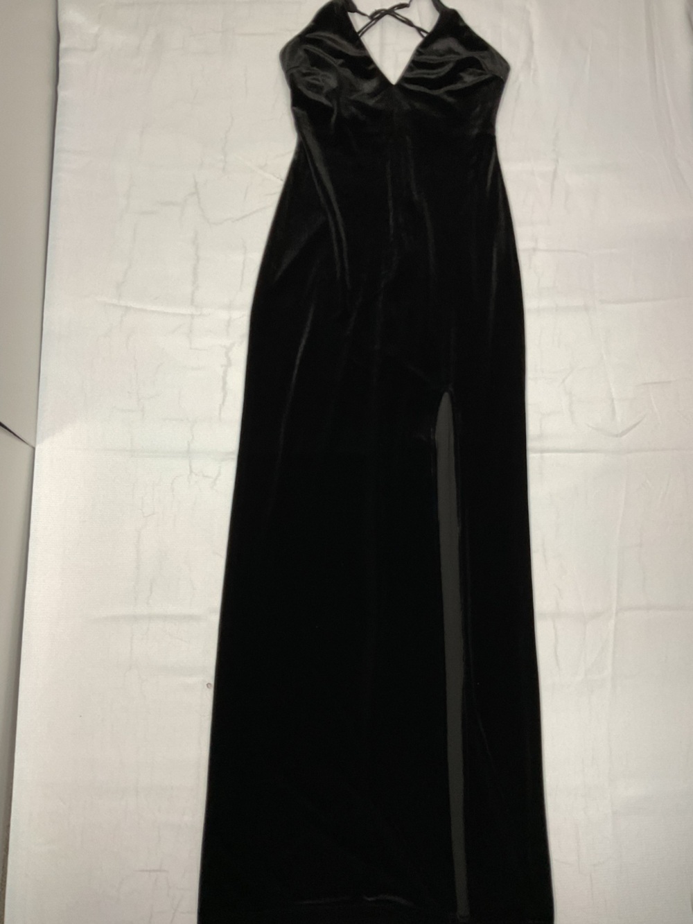 Teeze Me Black Velvet Slip Dress with Thigh Slit